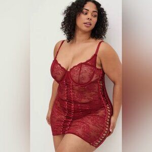 NWT -Laced Up Lace Chemise and Underwear